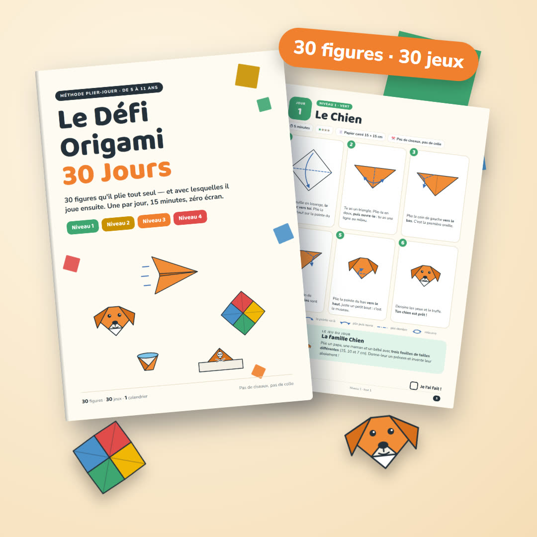 Le Défi Origami 30 Jours : le cahier et la page du jour 1